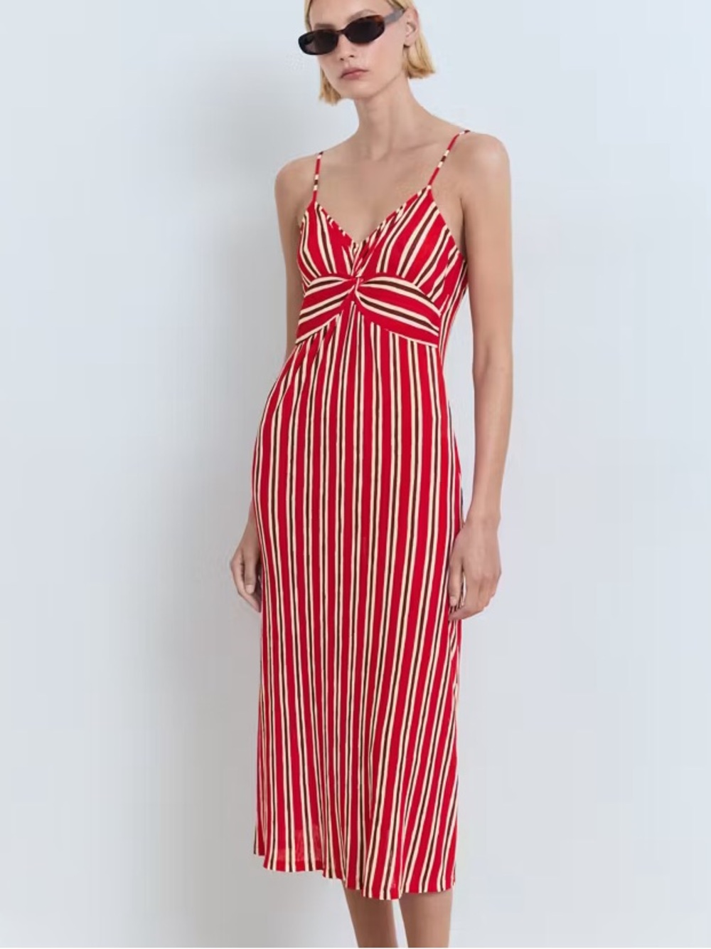 Bali Vacation Red and White Striped Gathered Maxi Dress